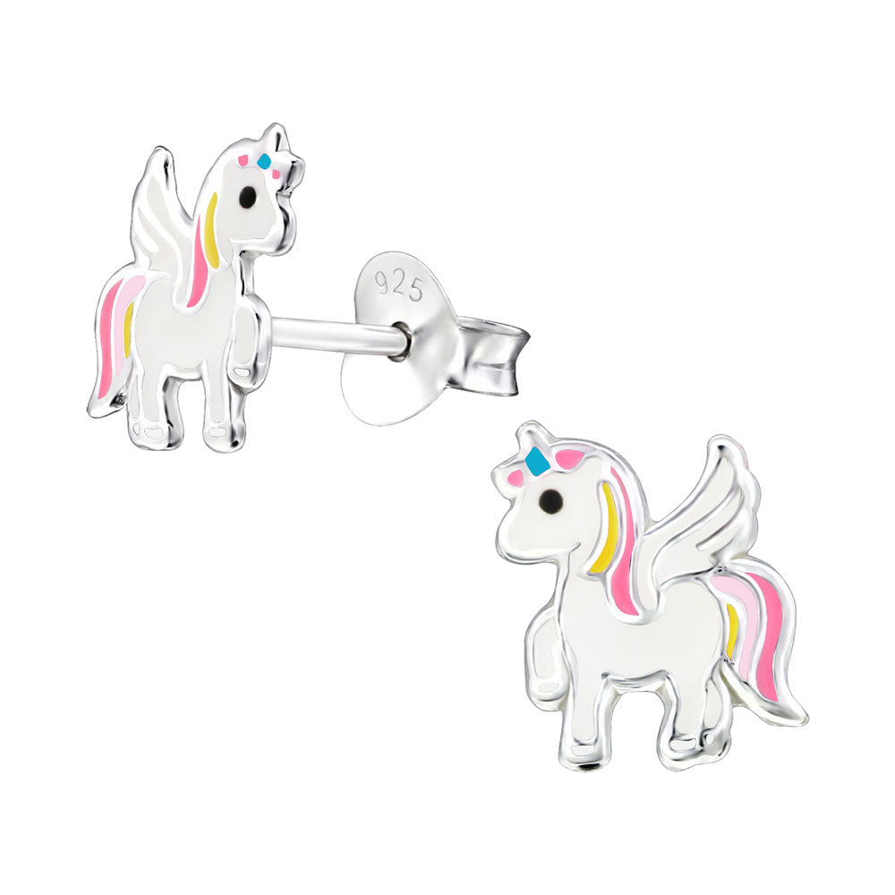 Magical Unicorns Sterling Silver Enamel Children Earrings